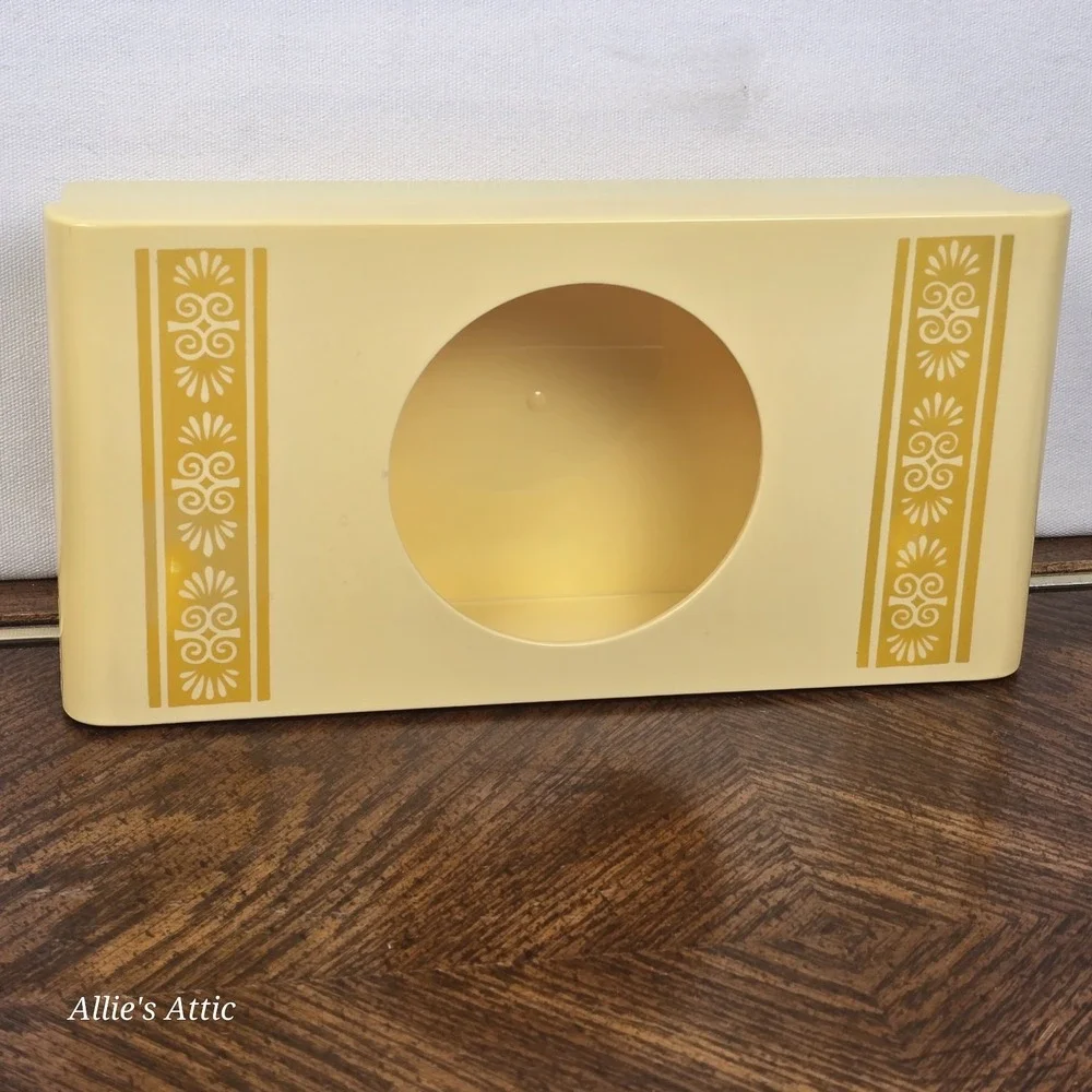 Tissue Box Holder Yellow Floral Flower MCM Retro Cover Plastic Vintage Large 10